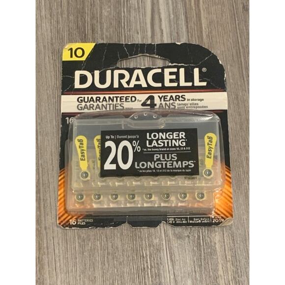 Duracell Size 10 Hearing Aid Batteries-16 Pack-Easy-Fit Tab - Picture 1 of 2